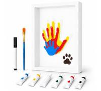 Genérico Wooden Transparent Handprint Frame Set, Diy Family Memorial Gift Kit, Acrylic Board, Colorful Paints, Clay Imprint Craft Frame for Couple, Parent & Child - Creative Gift (White)