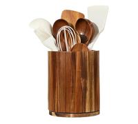 Genérico Wooden Utensil Holder - 360° Rotating Storages Rack for Easy Access, Kitchen Organization with Spoon Fork Storage, Countertop Organizer for Utensils Cutlery, Natural Wood, Home Use