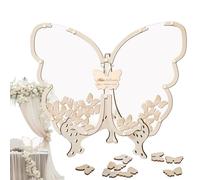 Genérico Wooden Wedding Guest Book - Butterfly Photo Frame Guestbook Alternative | Rustic Reception Keepsake Sign Board | Decorative Memory Display For Wedding Bridal Shower Use