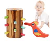 Genérico Woody Woodpecker Toy, Wooden Worm Catching Toy, 2.87x4.72in Magnetic Bird Feeding Game, Educational Preschool Playset, Fun Learning Design for Daily Use, Kids Playtime