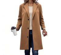 Genérico Wool Coat, Women Lapel Button Down Pea Coats for Women, Winter Long Sleeve Office Work Long Wool Pea Overcoat (01#coffee,S)