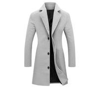 Genérico Wool Coat Women Lapel Button Down Pea Coats for Women Work Long Wool Pea Coat Overcoat Winter Long Sleeve Office (Gray,XL)