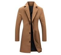 Genérico Wool Coat Women Lapel Button Down Pea Coats for Women Work Long Wool Pea Coat Overcoat Winter Long Sleeve Office (Coffee,XXL)