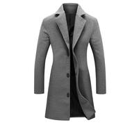 Genérico Wool Coat Women Lapel Button Down Pea Coats for Women Work Long Wool Pea Coat Overcoat Winter Long Sleeve Office (Dark Gray,XXL)