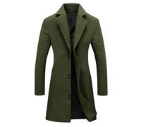 Genérico Wool Coat Women Lapel Button Down Pea Coats for Women Work Long Wool Pea Coat Overcoat Winter Long Sleeve Office (Army Green,L)