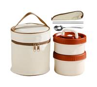 Genérico Work Lunch Box, Insulated Food Container Set, 4.92x2.36 inches, Microwaveable Multi-Layer Meal Prep Box, Reusable with Cutlery Included, Ideal for School, Picnic, Camping, Offices