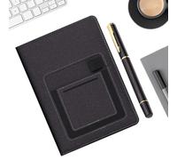 Genérico Work Notebook for Men Retro PU Leather Notepad with Phone Holder