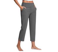 Genérico Work Pants for Women Summer High Waisted Stretchy Capris Dressy Casual Golf Capri Pants Pull On Slacks with Pockets (Gray,XXL)