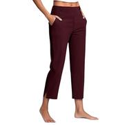 Genérico Work Pants for Women Summer High Waisted Stretchy Capris Dressy Casual Golf Capri Pants Pull On Slacks with Pockets (Red,S)