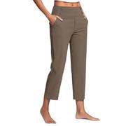 Genérico Work Pants for Women Summer High Waisted Stretchy Capris Dressy Casual Golf Capri Pants Pull On Slacks with Pockets (Camel,XXL)