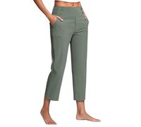 Genérico Work Pants for Women Summer High Waisted Stretchy Capris Dressy Casual Golf Capri Pants Pull On Slacks with Pockets (Green,XL)
