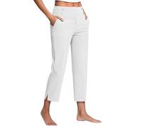 Genérico Work Pants for Women Summer High Waisted Stretchy Capris Dressy Casual Golf Capri Pants Pull On Slacks with Pockets (White,S)