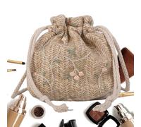 Genérico Woven Bucket Bag, Drawstring Bucket Purse, 16.14 Inches Summer Woven Beach Bag with Spacious Interior, Lightweight Durable Material, Buckets Handbag for Vacation Travel Shopping Party