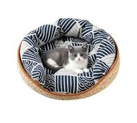 Genérico Woven Cat Bed, Aesthetic Cotton Rope Cat Nest Sofa Pad for Cozy Indoor Outdoor Sleeping and Resting, Soft Handwoven Pet Bed for Living Room Bedroom Window Floor Travel Comfort for Cats