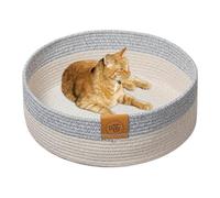 Genérico Woven Cat Bed Basket, Indoor Cotton Rope Pet Nest, Kitten Nap Scratcher, Soft Round Sleeping Mat for Cats, Kittens, Living Room, Bedroom, Corner, Apartment, 15,75 pulgadas