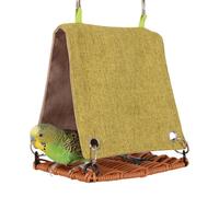 Genérico Woven Imitation Linen Bird Nest Hammock | PU Cotton Parrot Sleeping Hut | 3 Sizes S M L Hanging Cage Bed | Lovebird Cockatiel Resting Swing