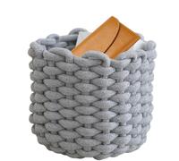 Genérico Woven Storage Basket - Small Tabletop Remote Control Organizer Basket Decorative Desk Management Bin For Bedroom Living Room Study Room Bookshelf Bedside School Vanity