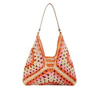 Genérico Woven Straw Tote - Bohemian Colored Shoulder Bag, Spacious Carryall with Flair, Handmade Purse Duo with Glow, Stylish Storage Style, Supplies for School, Office, Dating, Walking