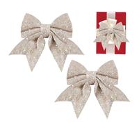 Genérico Wreat Wreath Bow - Festive Ribbon Bows ¦ Sparkly Holiday Ribbon for Home Decoration Outdoor Farmhouse Wall Indoor Decor Crafts, Seasonal Christmas Decoration Accent Party Supplies h Bow