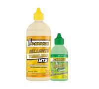 Genérico X-Sauce Kit MTB: Sellante Tubeless 500ml Lubricante Biodegradable de Cera 125ml con Aditivos Antifricción para Cadena en Clima Seco o Húmedo, Verde