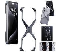 Genérico X Shape Anti Fall Bare Phone Case,Dissipate Heat Frameless Aluminum Alloy Corner Pad Cases,Hollow Metal Cooling Frame Compatible for iPhone 16 15 14 13 12 Pro MAX