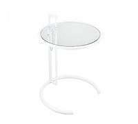 Genérico XITIAhome - Mesa Auxiliar de Altura Regulable Estilo Eileen Gray, Mesita Café, Blanco-Cristal