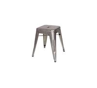 Genérico XITIAhome - Pack de 4 Taburetes Bajo Metálico Natural Galvanizado - Taburete Industrial Metálico Natural Galvanizado. Altura Asiento 44 cms