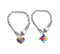 Genérico y Diseño Único Dijes en Forma de Rompecabezas de Aleación de Zinc 2 Pulseras para Apoyo al Autismo, Ligeras, Portátiles para Concienciación