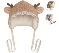 Genérico Y2K Deer Costume for Women Accessories, Soft Warm Brown Faux Fur Leg Warmers with Animal Print, for Outdoor Activities (Hat-A)