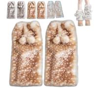 Genérico Y2K Deer Costume for Women Accessories, Soft Warm Brown Faux Fur Leg Warmers with Animal Print, for Outdoor Activities (Leg-A)