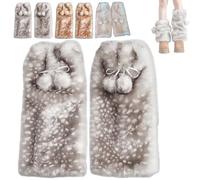 Genérico Y2K Deer Costume for Women Accessories, Soft Warm Brown Faux Fur Leg Warmers with Animal Print, for Outdoor Activities (Leg-B)