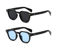 Genérico YAMEIZE Gafas de sol Rectangulares Pequeñas Vintage para - Mujer Hombre Gafas Cuadradas Retro Protección UV400 Sombra para Conducir al Aire Libre (Negro+Azul)