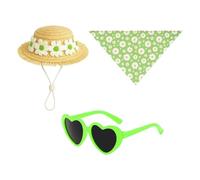 Genérico Yard Geese Outfits | 1 Cute Animal Straw Hat Sunglasses - Daisy Flower Print Geese Statue Costume | for Beach Pool Party Courtyard Indoor Home Garden Patio Pathway Beachs