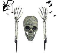 Genérico Yard Skeleton - 3 piezas falso Skeleton Halloween Decorations, Ground Breaker Skull Decor, Realistic Skull for Pathway | Lawn Garden Front Door Yard Fence Cemetery Decorations Accessories