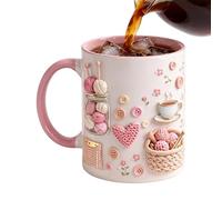 Genérico Yarn Art Coffee Mug - 350ml Smooth Glazed Textured Ceramic Novelty Cup, Aesthetic Knitting Craft Lover Gift, Cute Hot Cocoa Iced Tea Office Drinkware | For Women Mom