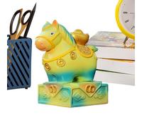 Generico Year of the Horse Figurine - Resin Sculpture | Good luck horse figurine with jade seal design, lunar New Year celebration, home, desk, car dashboard, or festive display and decor