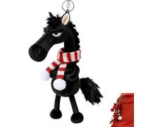 Genérico Year of The Horse Lucky Mascot, New Year Good Luck Gift 2026, Soft Horse Plush Pendant, Cute Design, for Backpack Purse and Bag (Black)