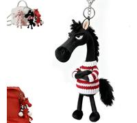Genérico Year of The Horse Lucky Mascot, New Year Good Luck Gift, Horse Bag Charm Symbol of Strength Courage (Black-C)