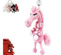 Genérico Year of The Horse Lucky Mascot, New Year Good Luck Gift, Horse Bag Charm Symbol of Strength Courage (Pink-B)