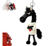 Genérico Year of The Horse Lucky Mascot, New Year Good Luck Gift, Horse Bag Charm Symbol of Strength Courage (Black-E)