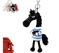 Genérico Year of The Horse Lucky Mascot, New Year Good Luck Gift, Horse Bag Charm Symbol of Strength Courage (Black-D)