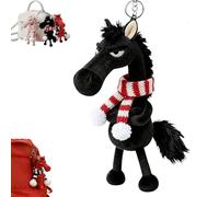 Genérico Year of The Horse Lucky Mascot, New Year Good Luck Gift, Horse Bag Charm Symbol of Strength Courage (Black-B)