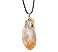 Genérico Yellow Crystal Pendant - Natural Citrine Necklace, 5cm Crystal Charm | Lightweight Design, Natural Crystals Pendant For Men, Jewelry Making, Everyday Wear, Stylish Accessory