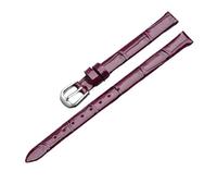 Genérico YingYou Correa De Reloj Cuero Genuino For Mujer, Estilo Pequeño, Fina, Suave Y Cómoda, Color Rojo, Tallas 7, 8, 9 10 Mm(Deep purple-Steel,8mm)