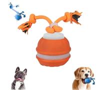 Genérico Yobensun Rolling Dog Toy, Automatic Dog Walker Interactive Indestructible Waggle Ball Toy, Bite & Wear-Resistant, USB Rechargeable, with Speedy Rolling Action and Wagging Rope (Orange)