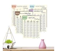 Genérico Yoga Workout Posters, Fitness Wall Art, 30 Day Guide Chart, Gym Training Posters Set Beginner Friendly Design for Seniors Home Living Room Meditation Personal Training Use Kit