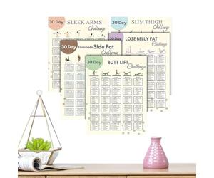 Genérico Yoga Workout Posters, Fitness Wall Art, 30 Day Guide Chart, Gym Training Posters Set Beginner Friendly Design for Seniors Home Living Room Meditation Personal Training Use Kit