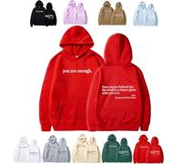 Genérico You Are Enough Hoodie, Dear Person Behind Me Sweatshirt, Casual Graphic Letter Print Sleeve Hoodies for Men Women (Red,M)