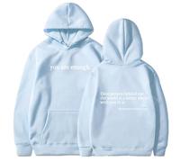 Genérico You Are Enough Hoodie, Dear Person Behind Me Sweatshirt Hoodie for Women Casual Letter Print Sleeve Pullover Gift (XL,Sky Blue)