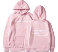 Genérico You Are Enough Hoodie,Drawstring Hooded Sweatshirt,Long Sleeve Pullover Tops,Super Soft Plain Hoodie with Pocket Unisex (Pink,L)